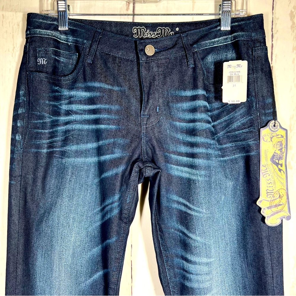 NEW NWT Miss Me Nicole Skinny Jeans Low Rise Stretch Whisker Wash Denim Size 31